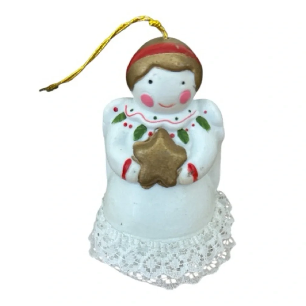Vintage 1986 Jolly Jingles Porcelain Angel Bell Christmas Ornament